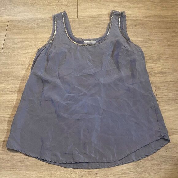 Ann Taylor Loft womens purple grey embellished neckline silk tank top size small - Picture 1 of 7